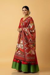 Kalamkari Ganesha Cotton Kurta Set with Dupatta & Pants – Traditional Printed Indian Ethnic Wear