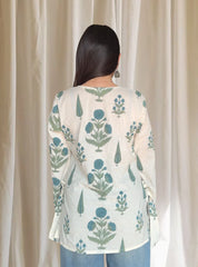 Meera White leaf Kurti