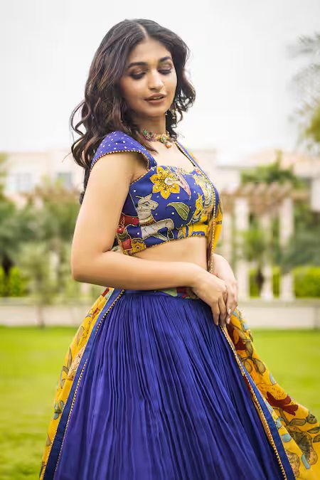 Kalamkari Print Lehenga Choli with Dupatta