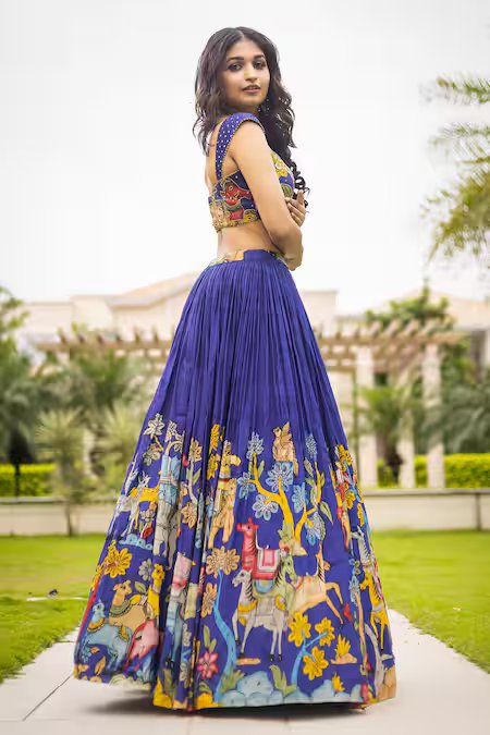 Kalamkari Print Lehenga Choli with Dupatta