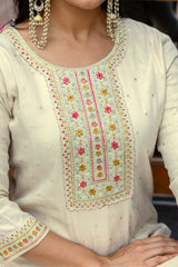 Elegant Embroidered Cotton Suit with Jacquard Dupatta