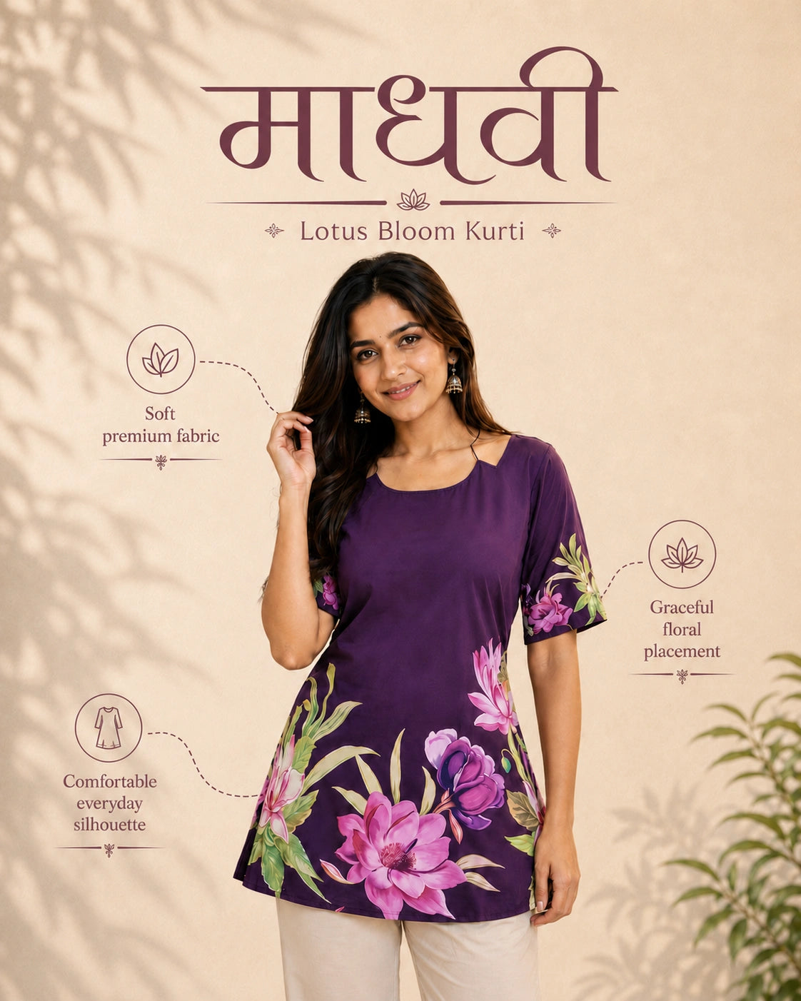 Madhavi Floral Bloom Kurti Top