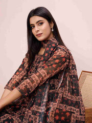 Geometric Printed Maxi Gown with Dupatta