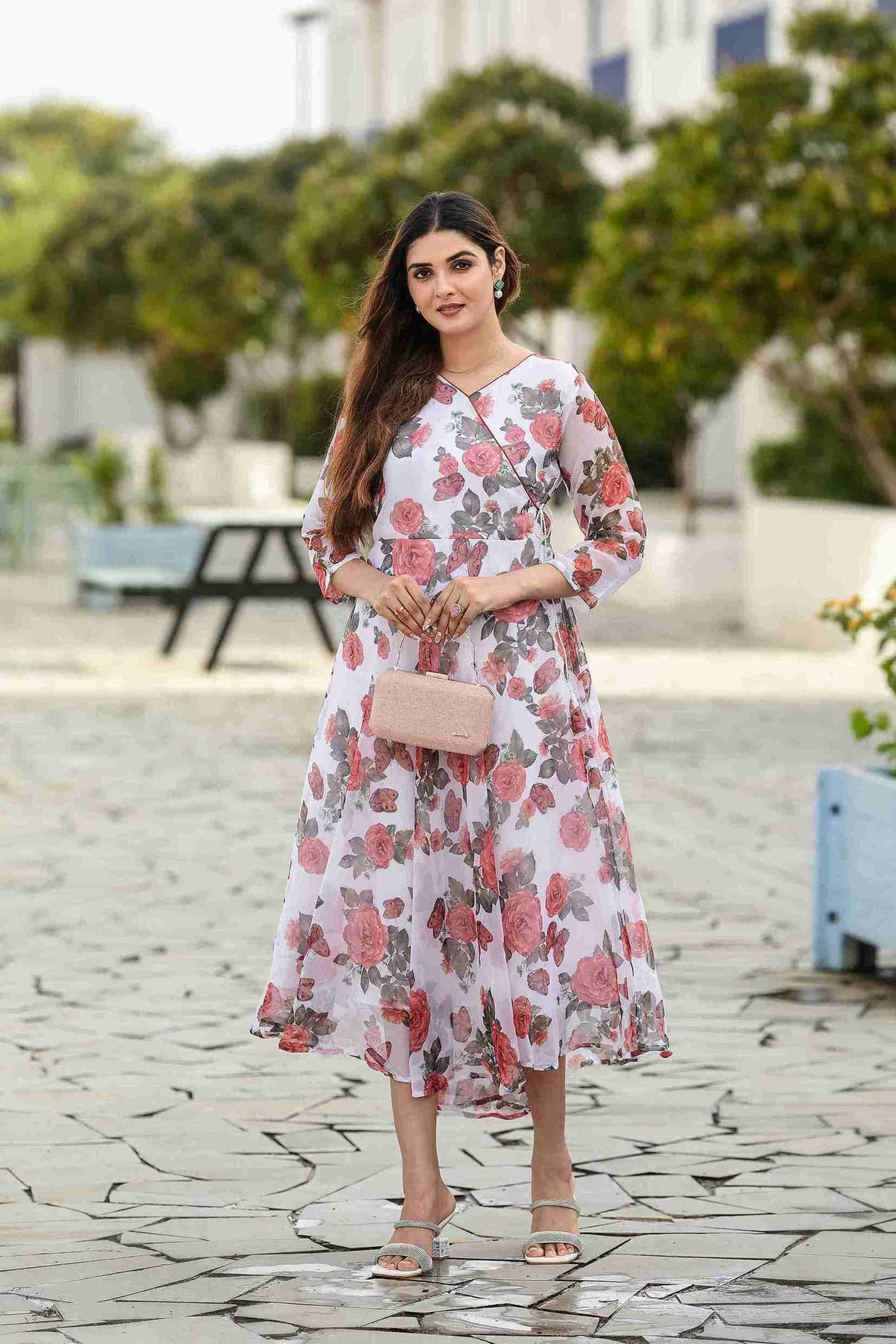 Floral Wrap-Around Maxi Gown