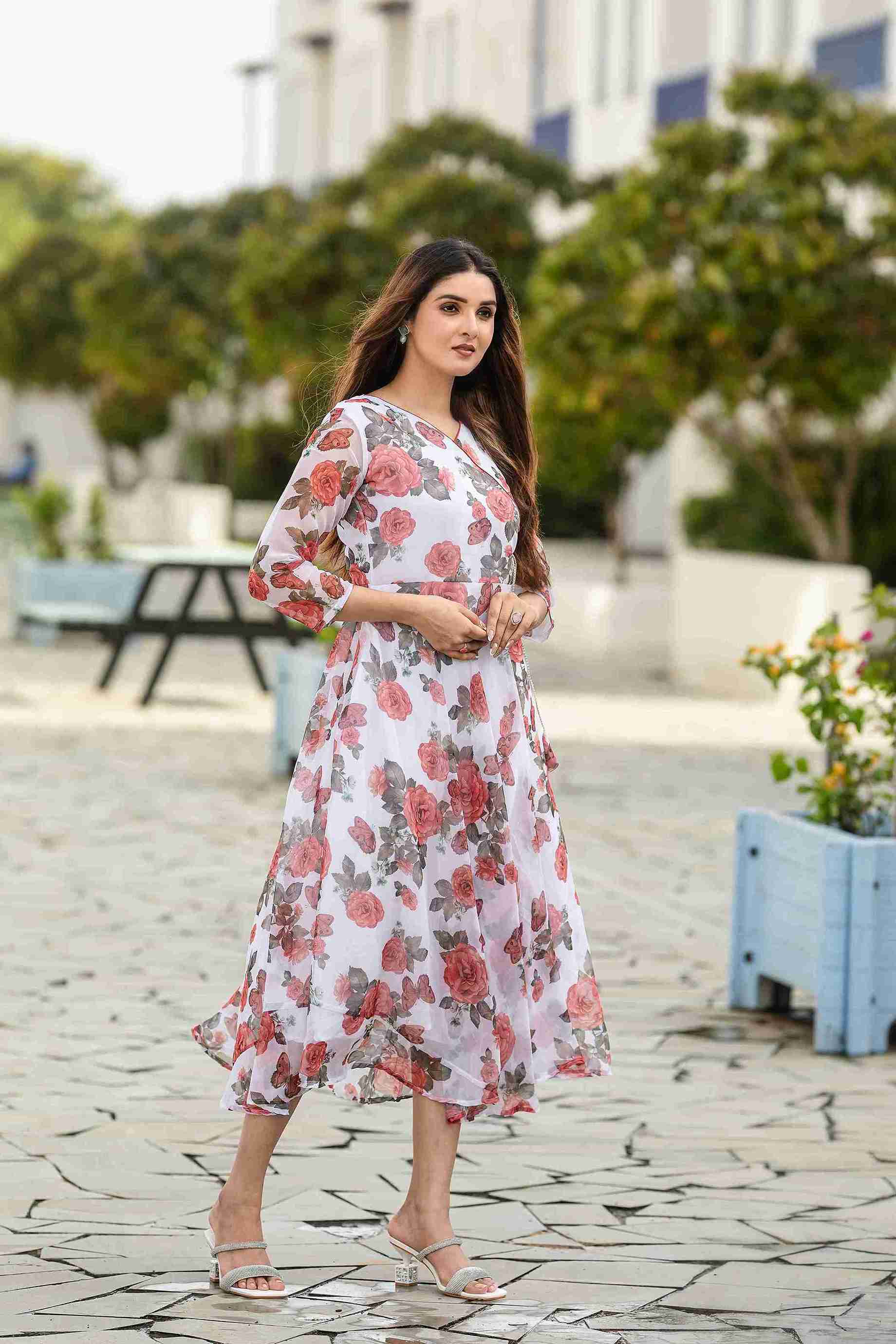 Floral Wrap-Around Maxi Gown