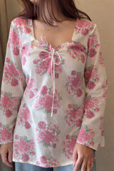Pink Floral Cotton Short Kurti
