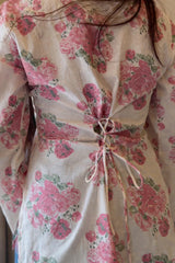 Pink Floral Cotton Short Kurti