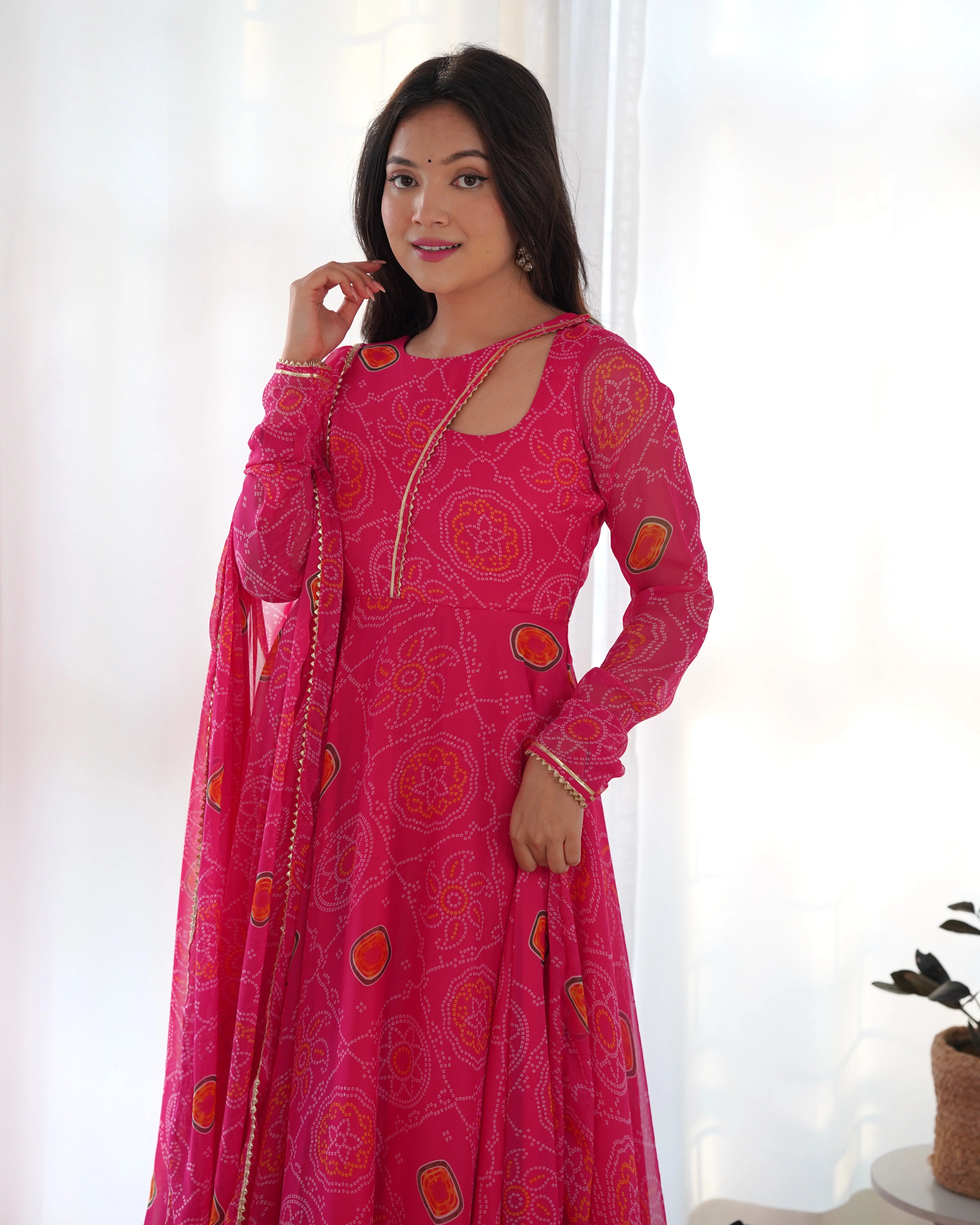 Lightweight Chiffon Anarkali with Gotapatti Work & Dupatta Set - Festive Ready