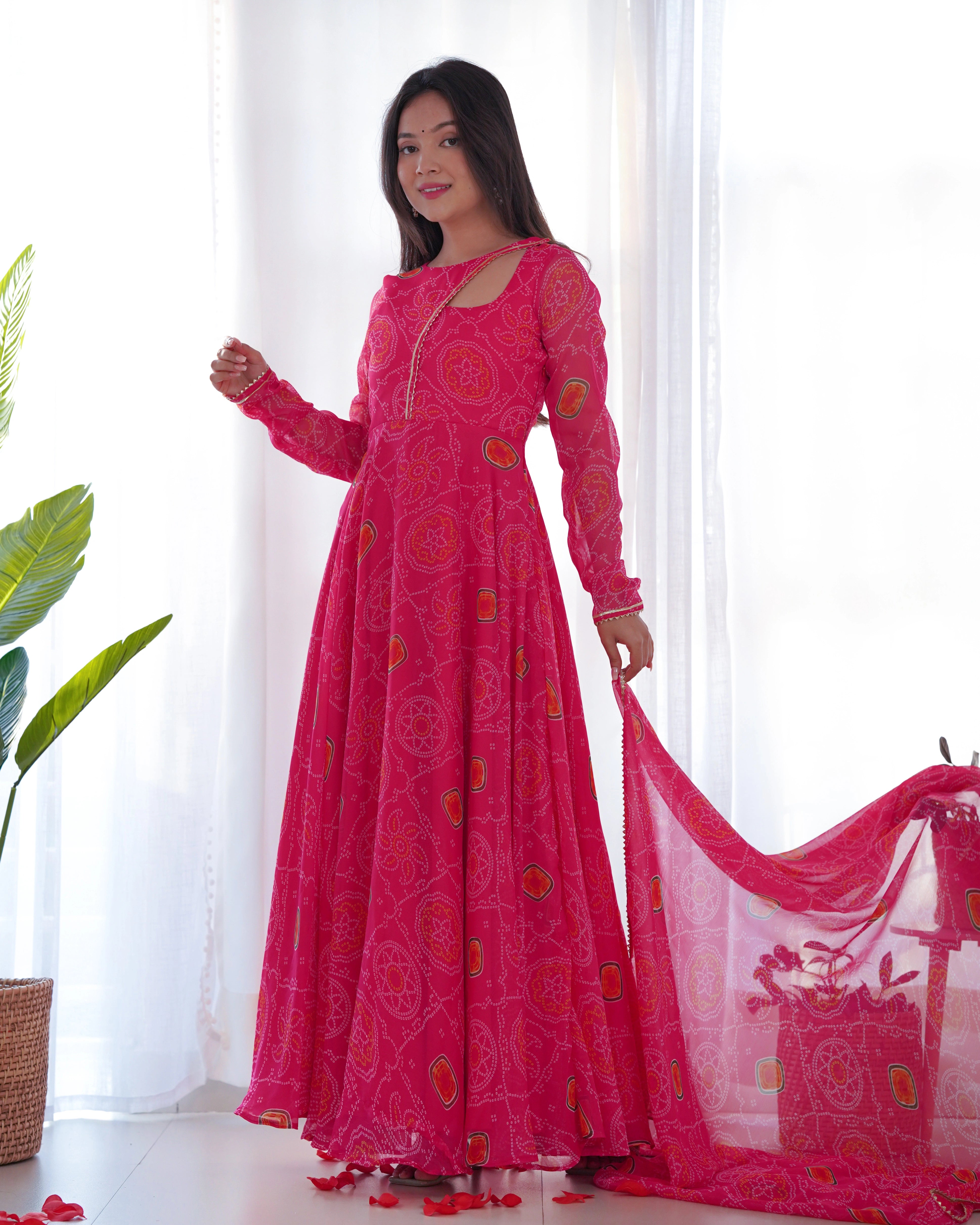 Lightweight Chiffon Anarkali with Gotapatti Work & Dupatta Set - Festive Ready