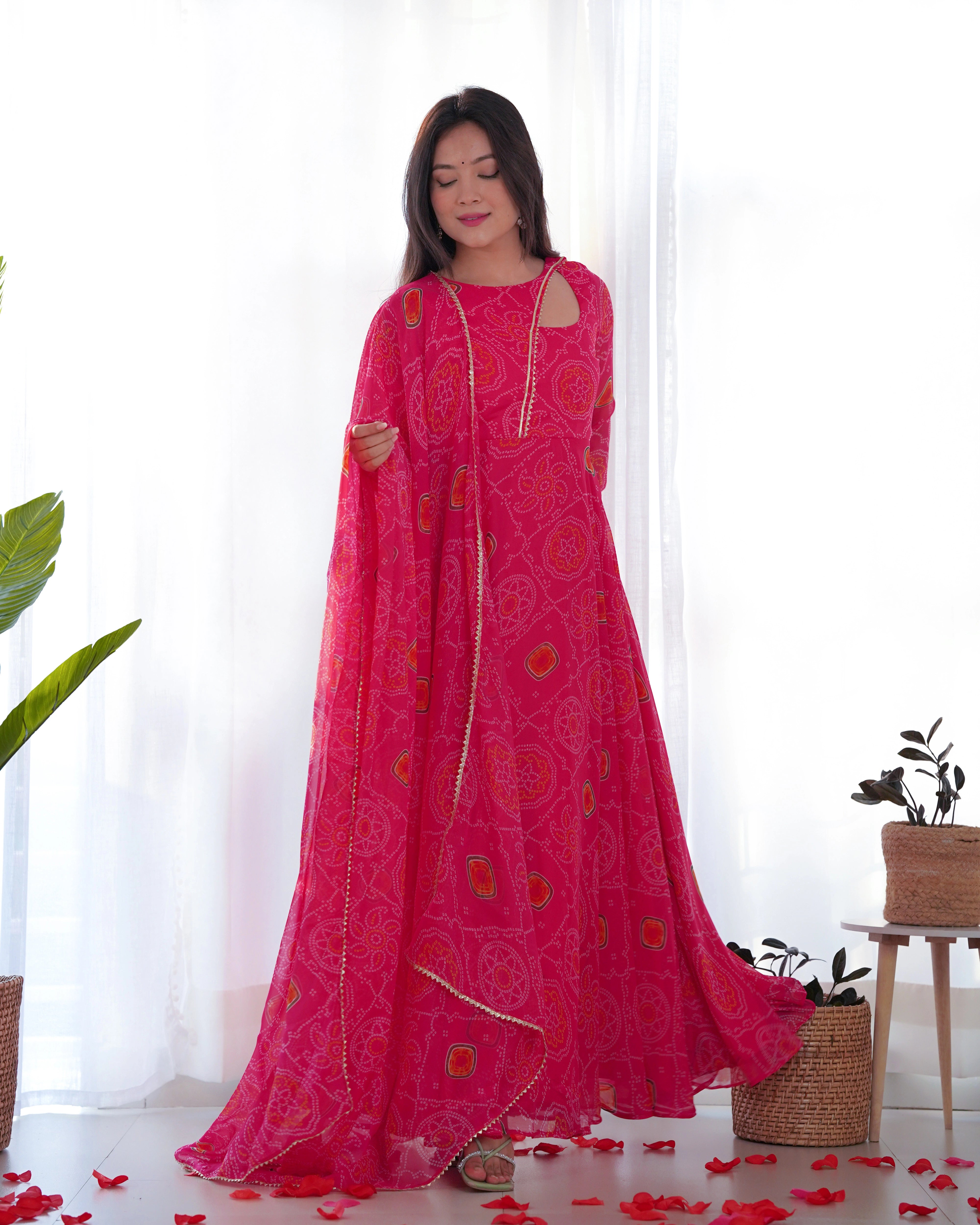 Lightweight Chiffon Anarkali with Gotapatti Work & Dupatta Set - Festive Ready