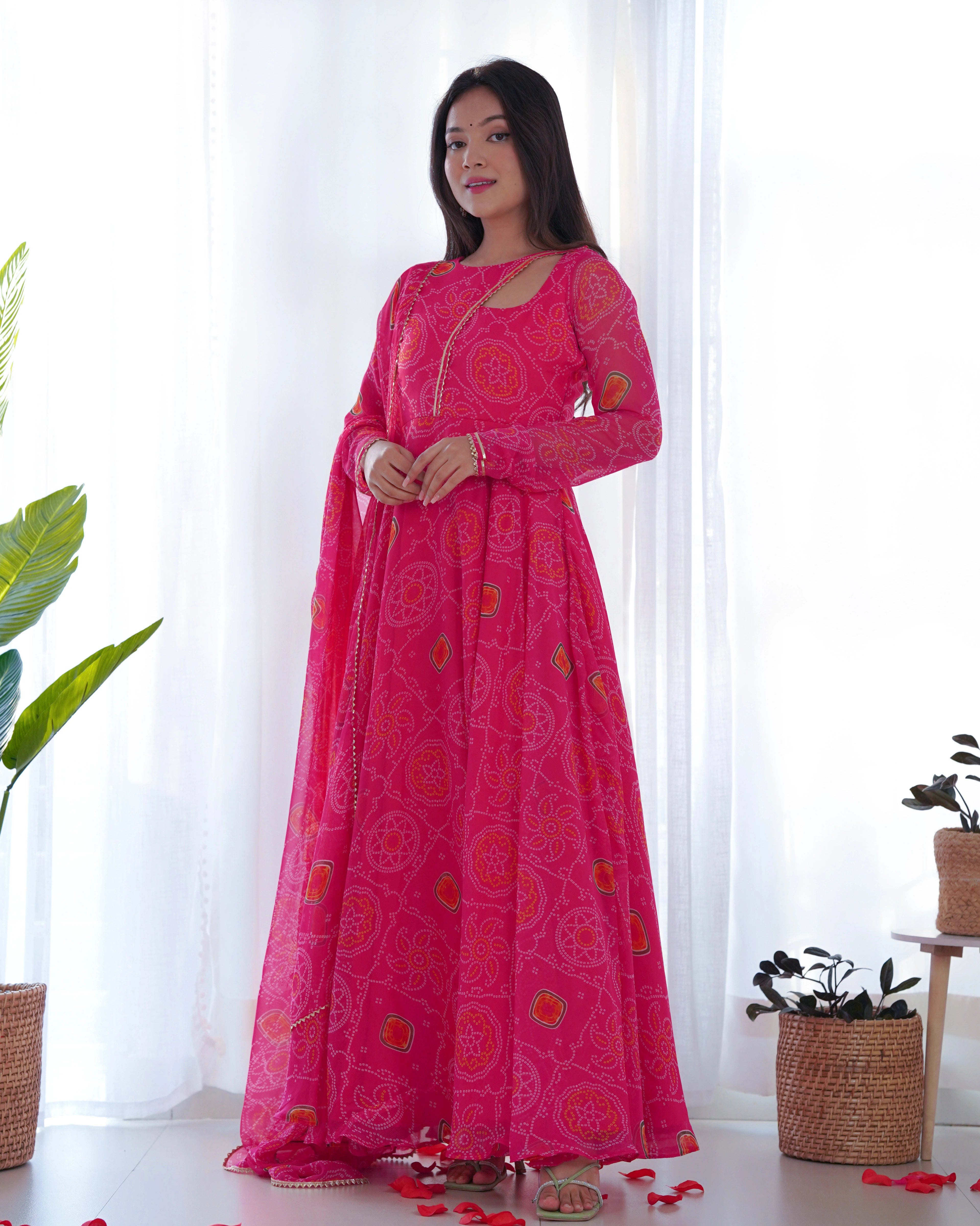 Lightweight Chiffon Anarkali with Gotapatti Work & Dupatta Set - Festive Ready