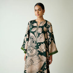 Green Kalamkari Print Kurta Set with Mukaish Embroidery - Ethnic Wear for Women