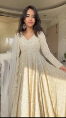 Elegant Embroidered Georgette Gown with Dupatta