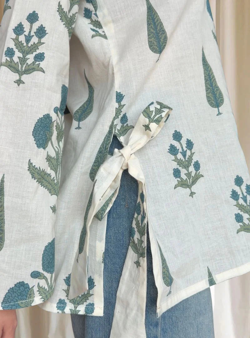 Meera White leaf Kurti
