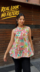 Bloom Garden Cotton Short Kurti