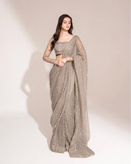 Swarovski Diamond Work Georgette Saree with Blouse