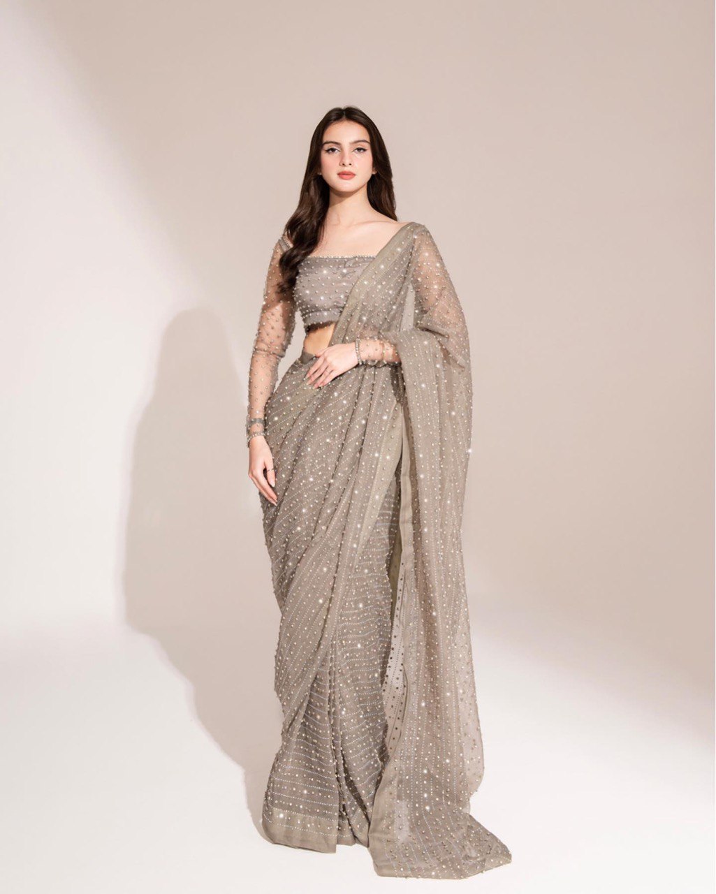 Swarovski Diamond Work Georgette Saree with Blouse