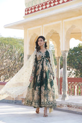 Premium Digital Printed Alia Cut Gown with Dupatta Set