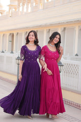 Luxury Faux Blooming Designer Gown with Zari & Sequins Embroidery