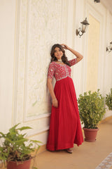 Elegant Faux Blooming Gown with Zari Sequins Embroidery