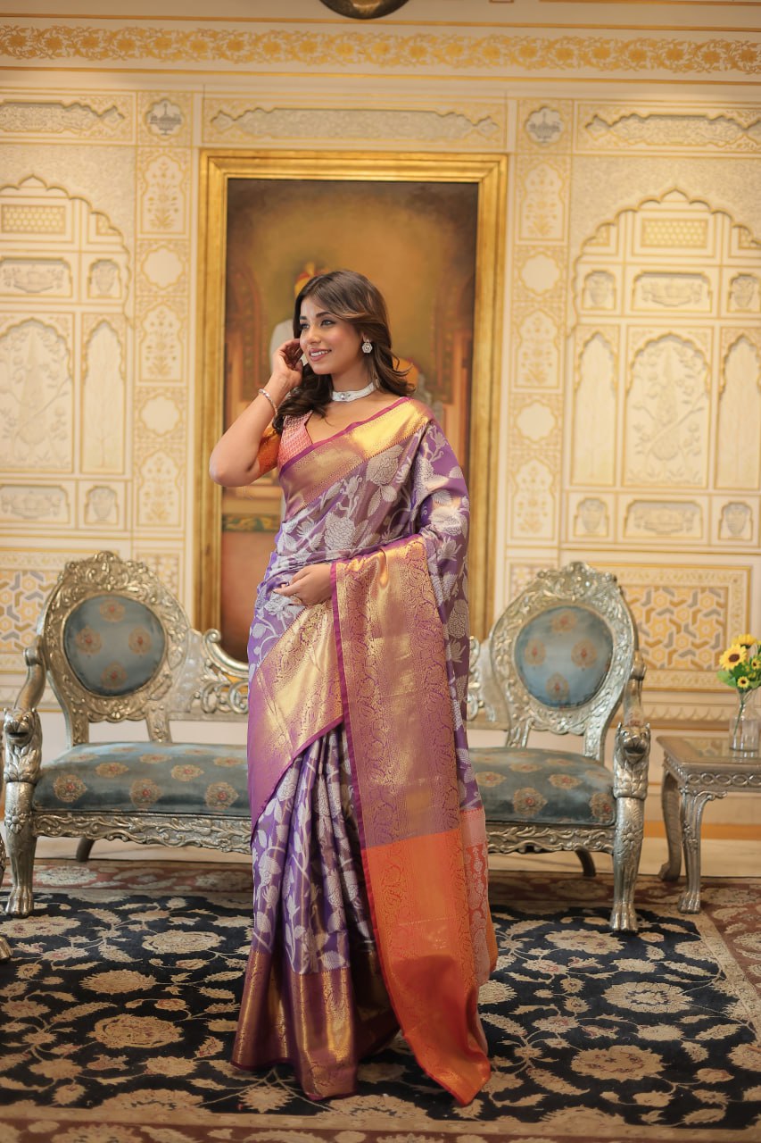 Traditional Kanjivaram Silk Saree with Rich Zari Weaving