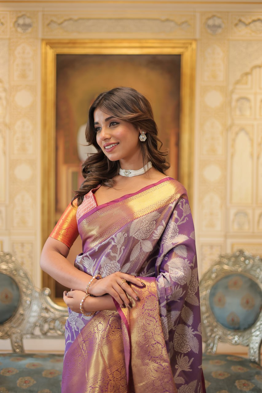 Traditional Kanjivaram Silk Saree with Rich Zari Weaving