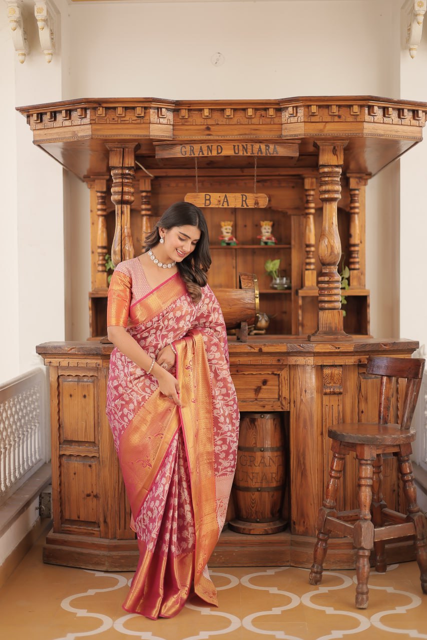 Luxurious Kanjivaram Silk Saree with Classic Zari Weaving