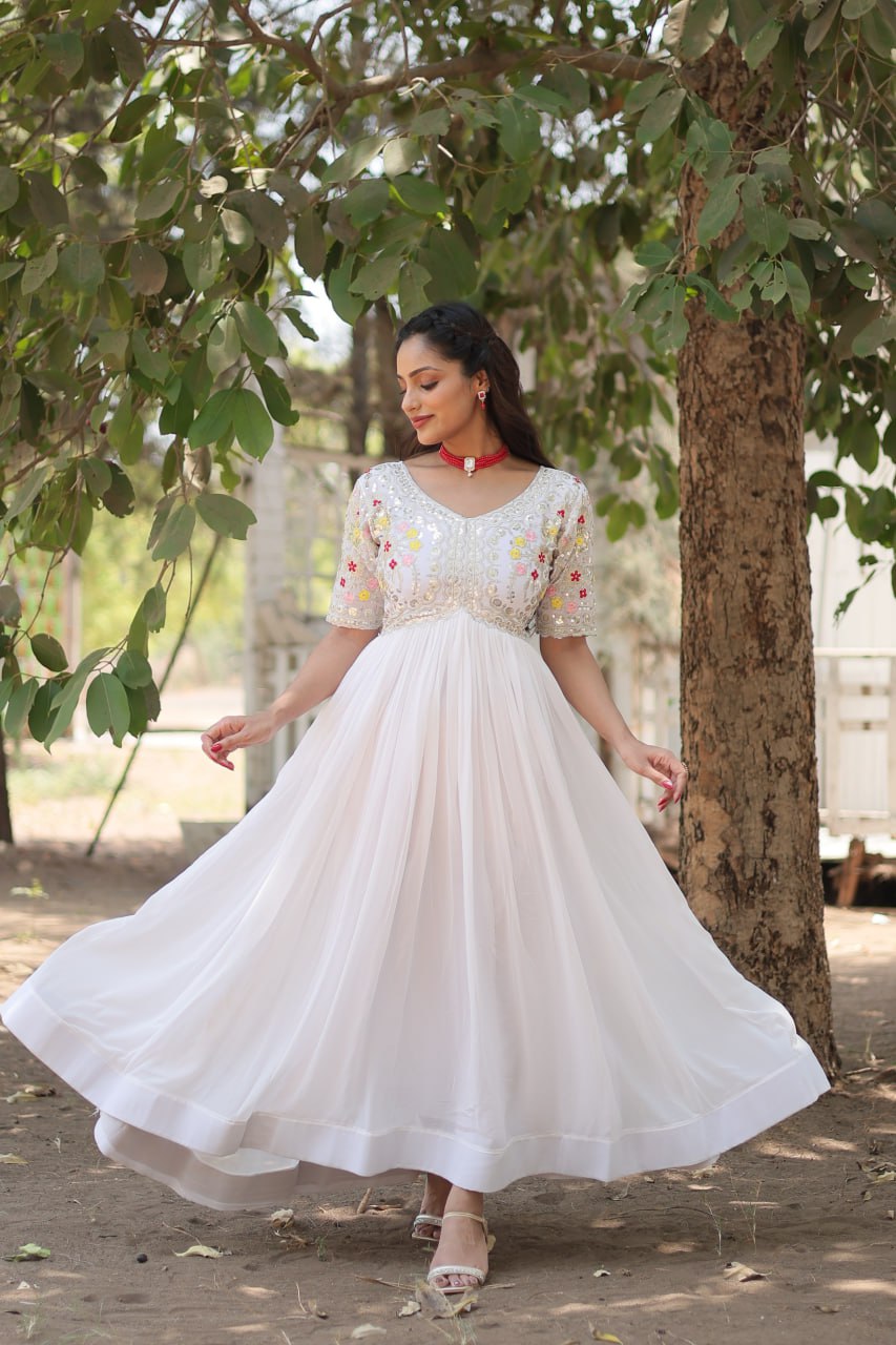 Luxury Faux Blooming Designer Gown with Zari & Sequins Embroidery