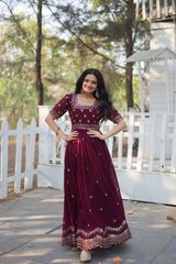 Elegant Faux Blooming Designer Gown with Zari & Sequins Embroidery