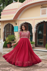 Premium Faux Blooming Designer Gown with Zari & Sequins Embroidery