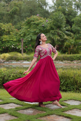 Premium Designer Gown - Embroidered Faux Blooming with Zari & Sequins