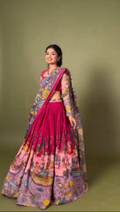 Elegant Festive Cotton Kalamkari Lehenga Set