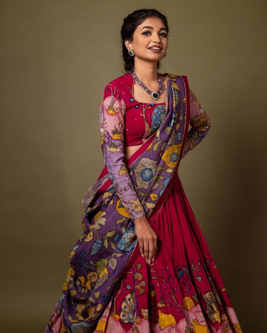 Elegant Festive Cotton Kalamkari Lehenga Set