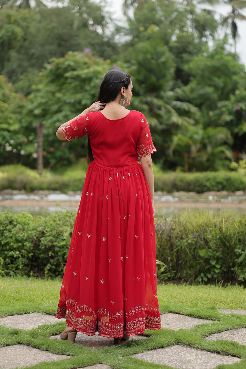 Elegant Faux Blooming Designer Gown with Zari & Sequins Embroidery