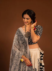 Festival Special Kalamkari Cotton Lehenga Choli Set with Dupatta