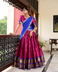 Elegant Pink Cotton Silk Lehenga Choli with Paithani Weaving & Georgette Dupatta