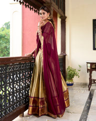 Gold Paithani Artistry Cotton Silk Lehenga Choli with Georgette Dupatta