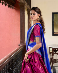 Elegant Pink Cotton Silk Lehenga Choli with Paithani Weaving & Georgette Dupatta