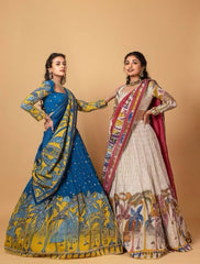 Festive Special Kalamkari Chent Crepe Lehenga Choli with Sequins and Embroidery – Fully Stitched