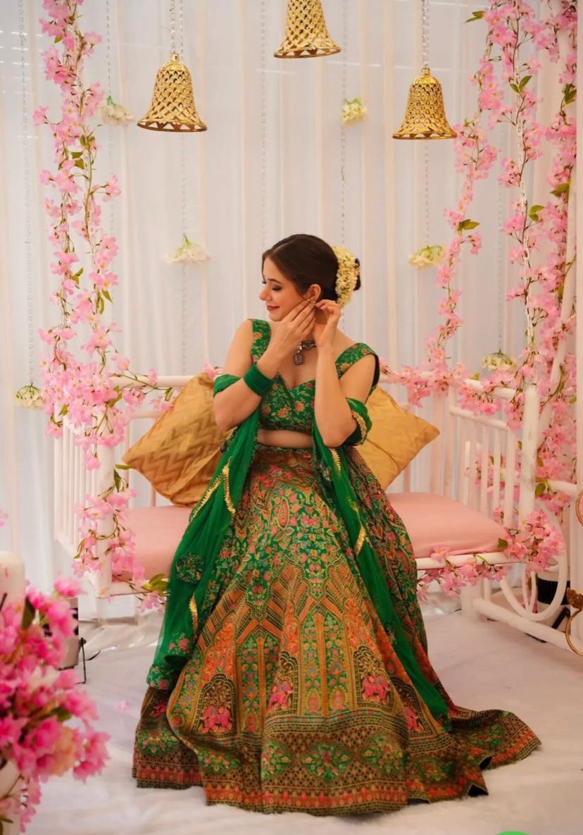 Elegant Digital Printed Lehenga Set with Organza Silk Blouse & Georgette Dupatta