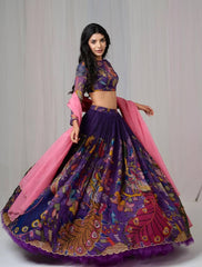 Festive Cotton Lehenga Choli with Kalamkari Print & Georgette Dupatta