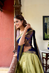 Pastel Kanchipuram Silk Zari Weaving Lehenga with Elegant Flair