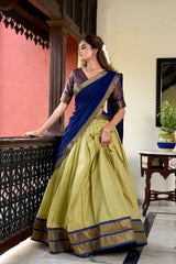 Pastel Kanchipuram Silk Zari Weaving Lehenga with Elegant Flair