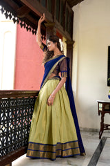 Pastel Kanchipuram Silk Zari Weaving Lehenga with Elegant Flair