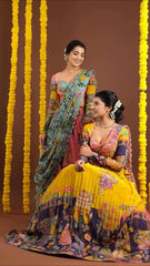 Traditional Kalamkari Lehenga Choli Set in Chent Crepe with Dupatta