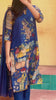 Blue Kalamkari Cotton Kurta Set with Dupatta - Traditional Painted Motifs & Embroidered Lace Detailing