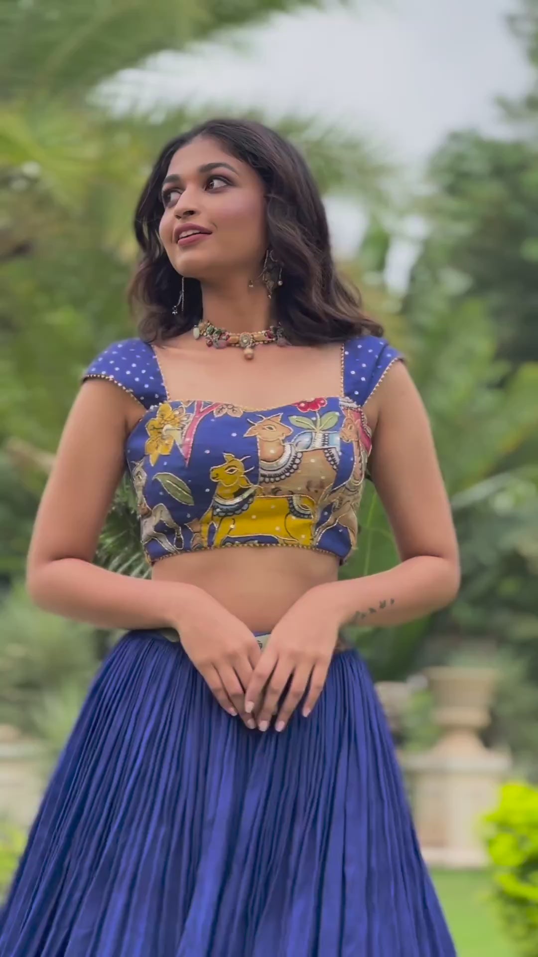 Kalamkari Print Lehenga Choli with Dupatta