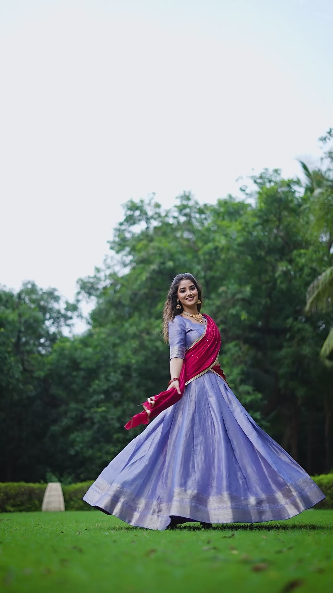 Blue Kanchipuram Silk Half Saree Set for Traditional Occasions