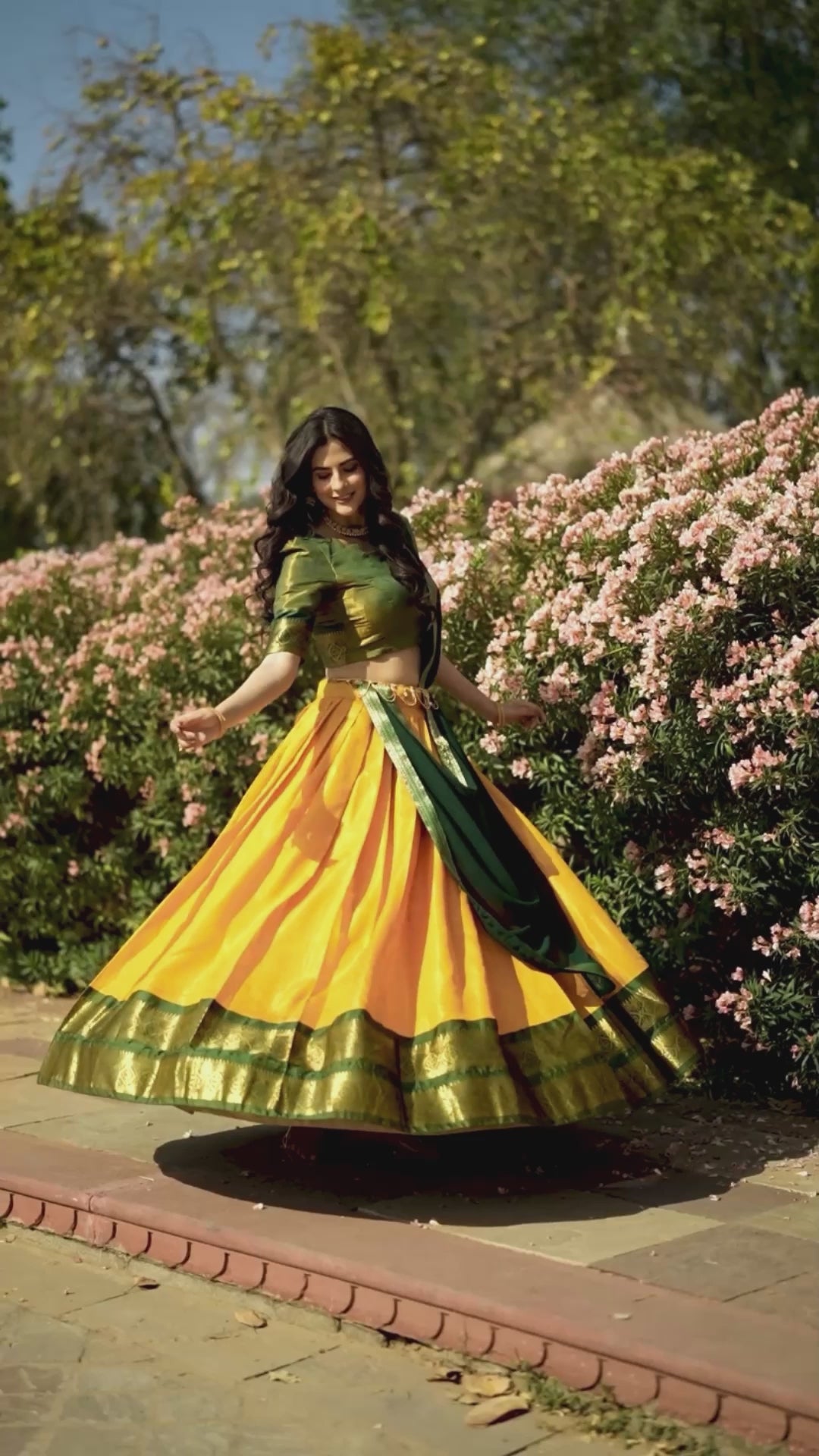 Radiant Yellow Kanchipuram Silk Lehenga Choli with Traditional Zari Work